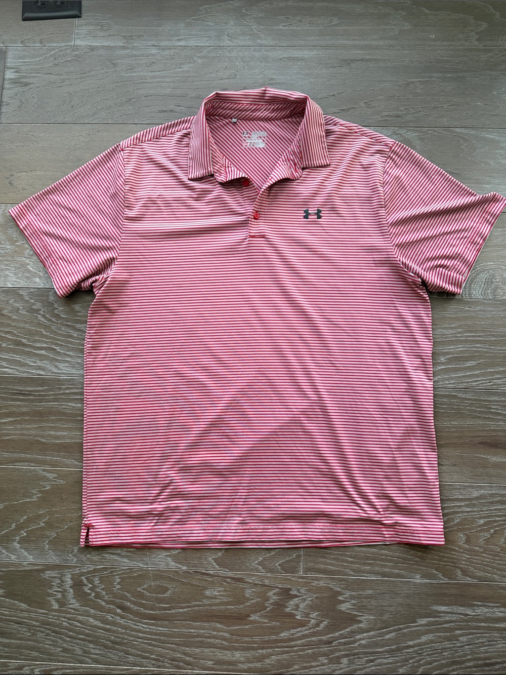 Under Armour Men's Red and gray Striped Performance Polo